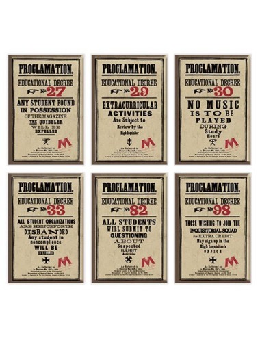 Set de 6 aimants Proclamations de Dolores Ombrage – Harry Potter