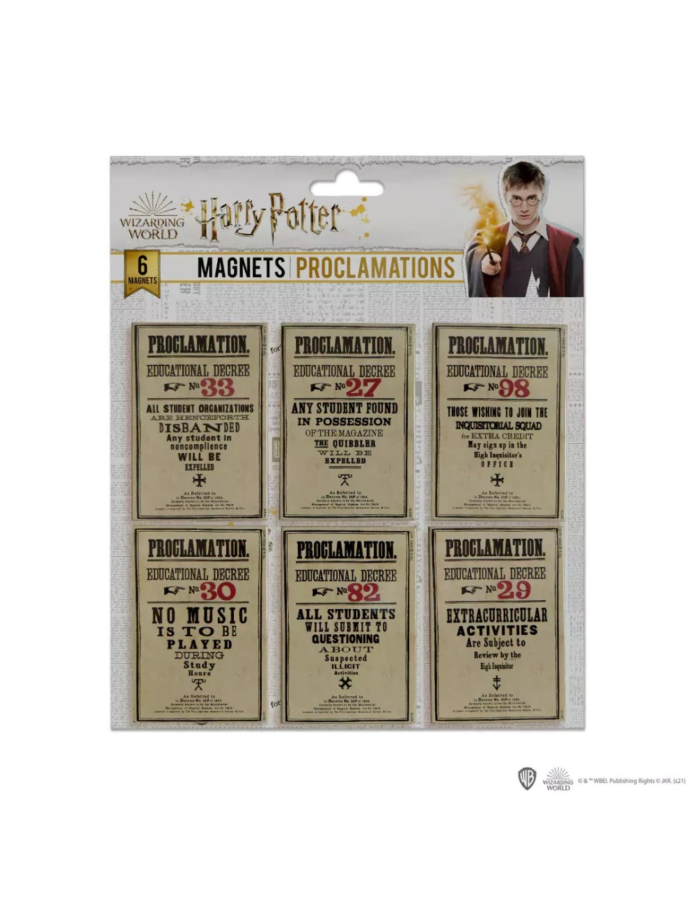 Set de 6 aimants Proclamations de Dolores Ombrage – Harry Potter